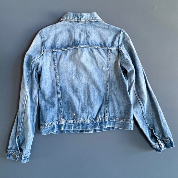 J. Crew Women's Denim Jean Jacket Small | Trucker Style‎ Blue White Wash - Picture 3 of 5